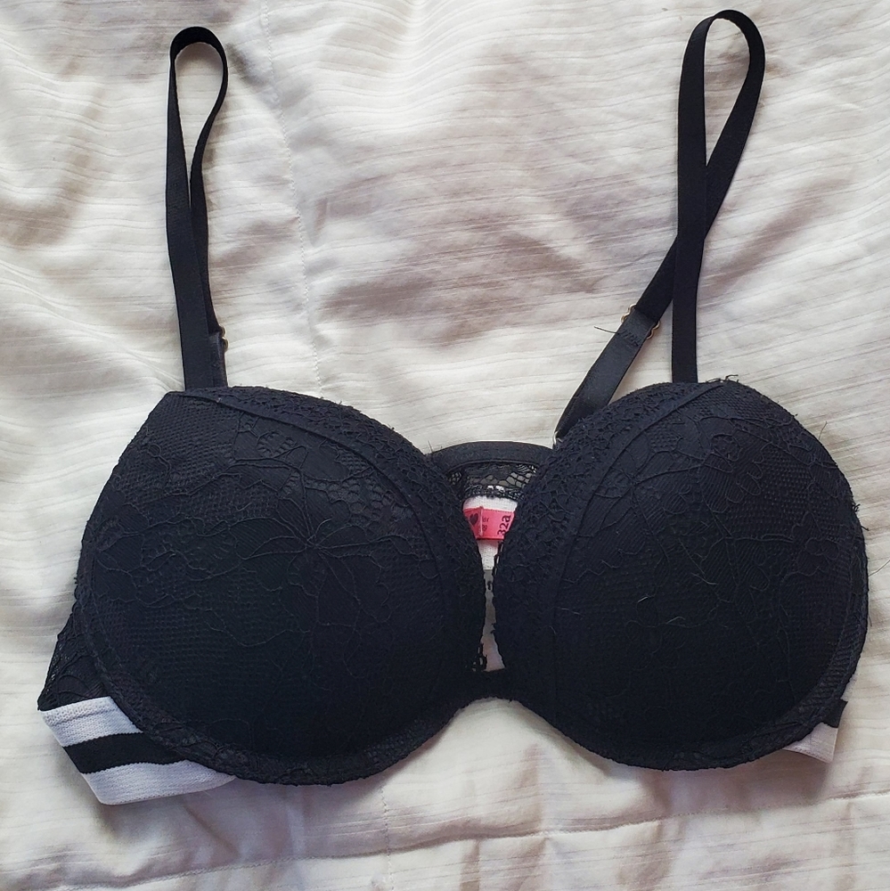 Sexy floral lace black push-up bra